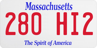MA license plate 280HI2