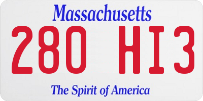 MA license plate 280HI3