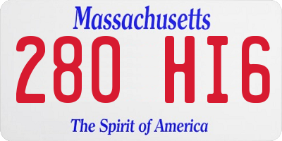 MA license plate 280HI6