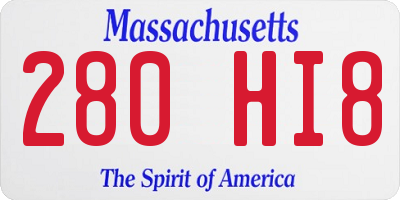 MA license plate 280HI8