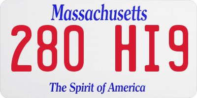 MA license plate 280HI9