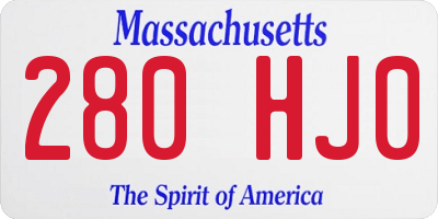 MA license plate 280HJ0