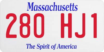 MA license plate 280HJ1