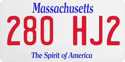 MA license plate 280HJ2