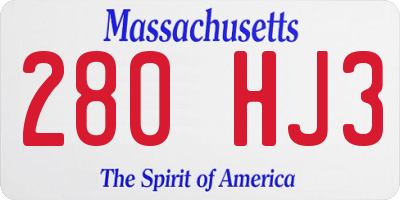 MA license plate 280HJ3