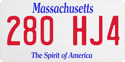 MA license plate 280HJ4