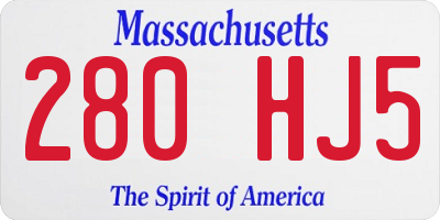 MA license plate 280HJ5