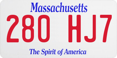 MA license plate 280HJ7