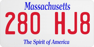 MA license plate 280HJ8