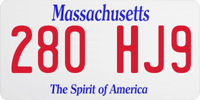 MA license plate 280HJ9
