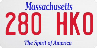 MA license plate 280HK0