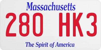 MA license plate 280HK3