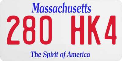 MA license plate 280HK4