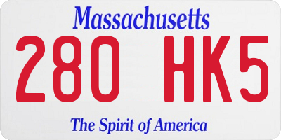 MA license plate 280HK5