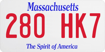 MA license plate 280HK7