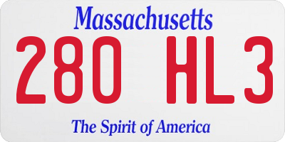 MA license plate 280HL3