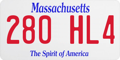 MA license plate 280HL4