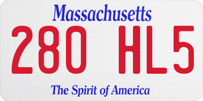 MA license plate 280HL5