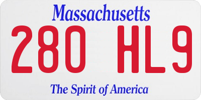 MA license plate 280HL9
