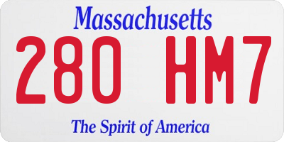 MA license plate 280HM7
