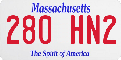 MA license plate 280HN2