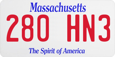 MA license plate 280HN3
