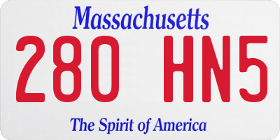MA license plate 280HN5