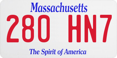 MA license plate 280HN7