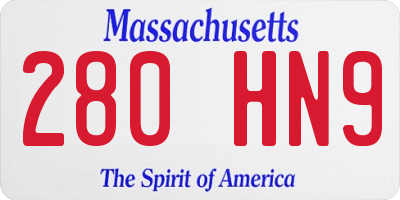 MA license plate 280HN9