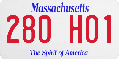 MA license plate 280HO1