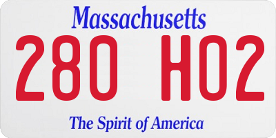 MA license plate 280HO2