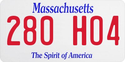 MA license plate 280HO4