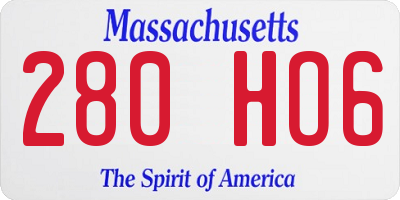MA license plate 280HO6