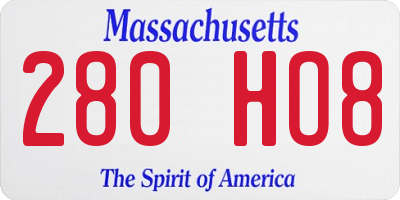 MA license plate 280HO8