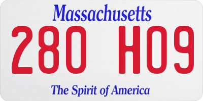 MA license plate 280HO9