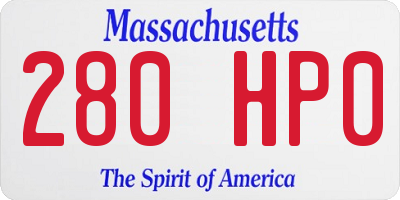 MA license plate 280HP0