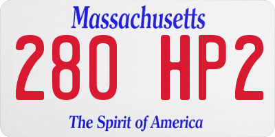 MA license plate 280HP2