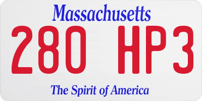 MA license plate 280HP3