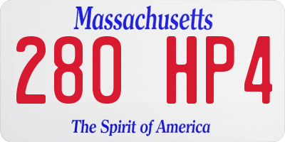 MA license plate 280HP4