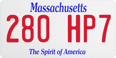 MA license plate 280HP7