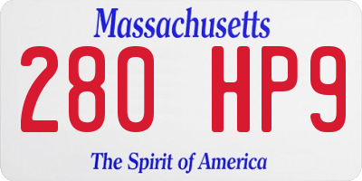MA license plate 280HP9