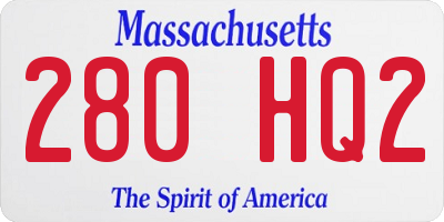 MA license plate 280HQ2