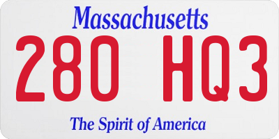 MA license plate 280HQ3