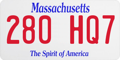 MA license plate 280HQ7