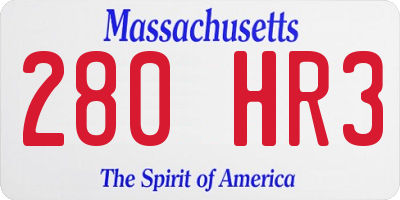MA license plate 280HR3