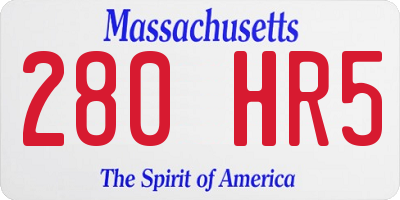 MA license plate 280HR5