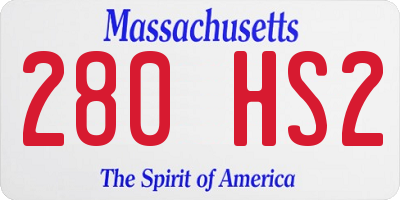 MA license plate 280HS2