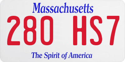 MA license plate 280HS7