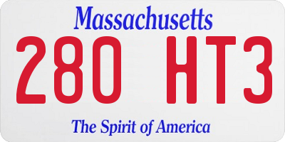 MA license plate 280HT3