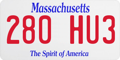 MA license plate 280HU3